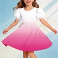 thumbnail image 2 of Ashirexll Girls Summer Dress Children Short Sleeve Round Neck Classic Back Solid Color Casual A-Line Dress for Preteen Kids, 2 of 7