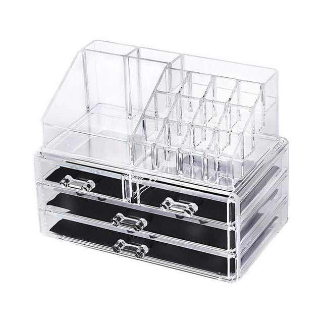 Boîte de Rangement de Cosmétiques Acryliques Transparents Multifonctions de Bureau