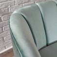 thumbnail image 4 of Noble House Albert Modern Velvet Scalloped Loveseat, Seafoam Blue, 4 of 5