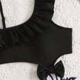 thumbnail image 7 of Girls Swimsuits 2 Piece Bow Knot Lace Trim And Asymmetric Striped Straps Cute Bathing Suit Size 4-5 Y, 7 of 7