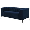 thumbnail image 3 of Miekor Furniture Darci Blue Vertical Channel Tufted Loveseat with Metal Leg MK5244, 3 of 11