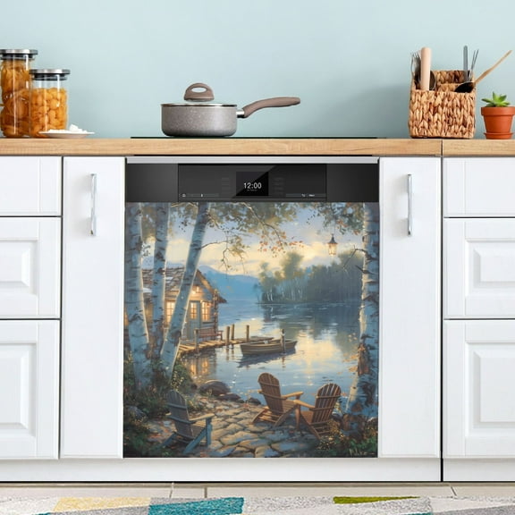 Dishwasher Magnet Cover Magnetic Fridge Door Cover Home Kitchen Decor Boats Chairs Lakehouse 23"x 26"