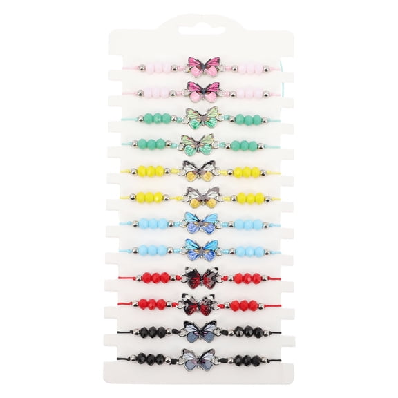 KONTONTY 12 Assorted Color Fairy Party Favors Butterflies Beaded Bracelets Jewelry for Women's Size 12Pcs