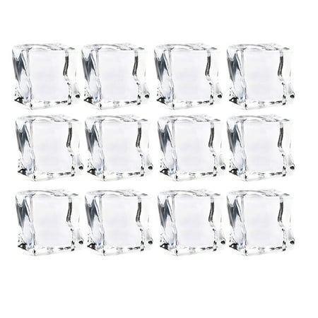 

NUOLUX 48 Pcs 30mm Simulation Ice Cubes Ornament Reusable Acrylic Ice Block Transparent Photography Props for Home Bar Shop