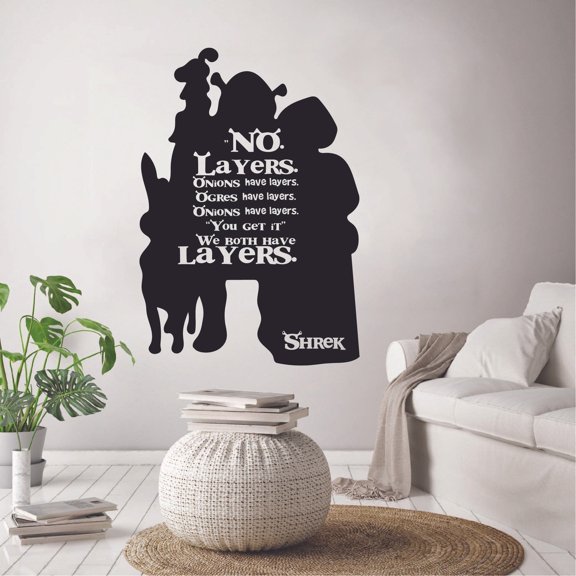 No Layers Onions Have Layers Ogres Have Layers You Get It Shrek Quote Vinyl Wall Art Wall Decal Wall Sticker Decoration Home Room Kids Childrens Room Boys Girls Nursery Kindergarten Size (20x20 inch)