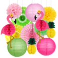 thumbnail image 1 of YUNXUAN Suministros para fiestas de flamencos Decoraciones para fiestas hawaianas Flamenco y piña Bola de panal Linternas de papel Abanicos de papel Pompones Flores para cumpleaños Luau Despedida de s, 1 of 8