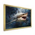 thumbnail image 2 of Designart "Underwater Encounter Shark Attack III" Animals Framed Wall Art Decor - Modern Blue Shark Bedroom Framed Canvas Wall Art, 2 of 6