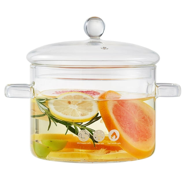 Cacerola jjojcll de vidrio transparente con tapa, 1900 ml, resistente al calor