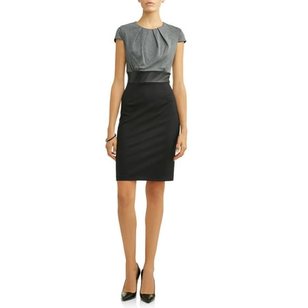 Zip Detail Sheath Dress - Women's Colorblock Ponte Sheath Dress