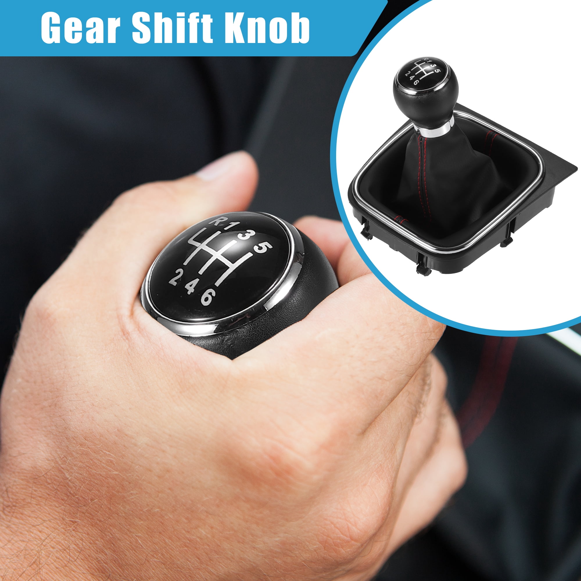 Unique Bargains Gear Shift Knob with Gaiter Boot for Volkswagen Golf MK5 MK6 6 Speed