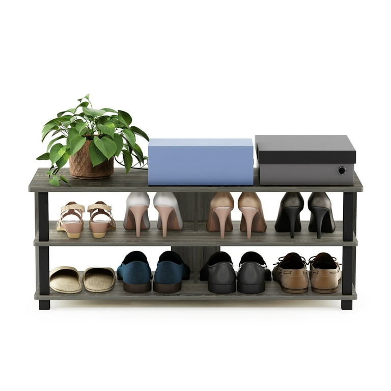 Furinno Turn-N-Tube 3-Tier Compact Open Storage Shoe Rack for