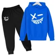 thumbnail image 2 of Sudadera con estampado de sonrisa malvada para niños, traje de 2 piezas para primavera y otoño de 2024, ropa para niños y niñas de 1 a 12 años, conjunto deportivo informal para niños, 2 of 5