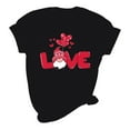 thumbnail image 4 of Women's Valentine's Day Short Sleeve Shirts Gnome Graphic Casual Basic Tees Tunic Crew Neck Printed Blouses Tops (2XL, Black), 4 of 5