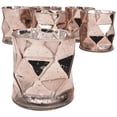 thumbnail image 4 of Koyal Wholesale 3.75" Tall Rose Gold Geometric Mercury Glass Candle Holders, Set of 6 Holders, Bulk Tealight Holders, 4 of 5