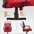 thumbnail image 4 of Alden Design Adjustable Mesh Mid Back Office Executive Chair with Wheels, Red, 4 of 11