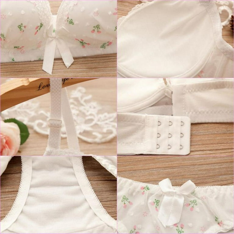 Print Bow Lace Cotton Bra Sets Women Push Up Lingerie Bra+Panties Sets  Underwire Bra & Panty Set Underwear Sets