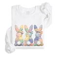 thumbnail image 5 of Ink Printed Image NOT a Quilt Patch - 3 Bunnies Easter Patchwork Pullover White Sweatshirt Adult X-Large, 5 of 7