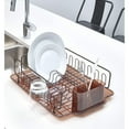 thumbnail image 5 of InterDesign Forma Lupe Kitchen Dish Drainer Rack with Tray for Drying Glasses, Silverware, Bowls, Plates - Amber/Bronze, 5 of 5