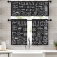 thumbnail image 1 of Kitchen Curtains Cooking Utensil Window Curtains and Valances Set 36 Inch, Black Short Tier Curtain for Kitchen, Cartoon Doodle Small Kitchen Decor, 1 of 5