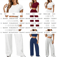 thumbnail image 3 of TZZQ Womens 2 Piece Matching Lounge Sets Slim Fit Short Sleeve Scoop Neck Crop Tops Low Rise Drawstring Baggy Wide Leg Pants with Pockets Stretchy Fitted Sets Basic Going Out Outfits Light Ashy L, 3 of 3