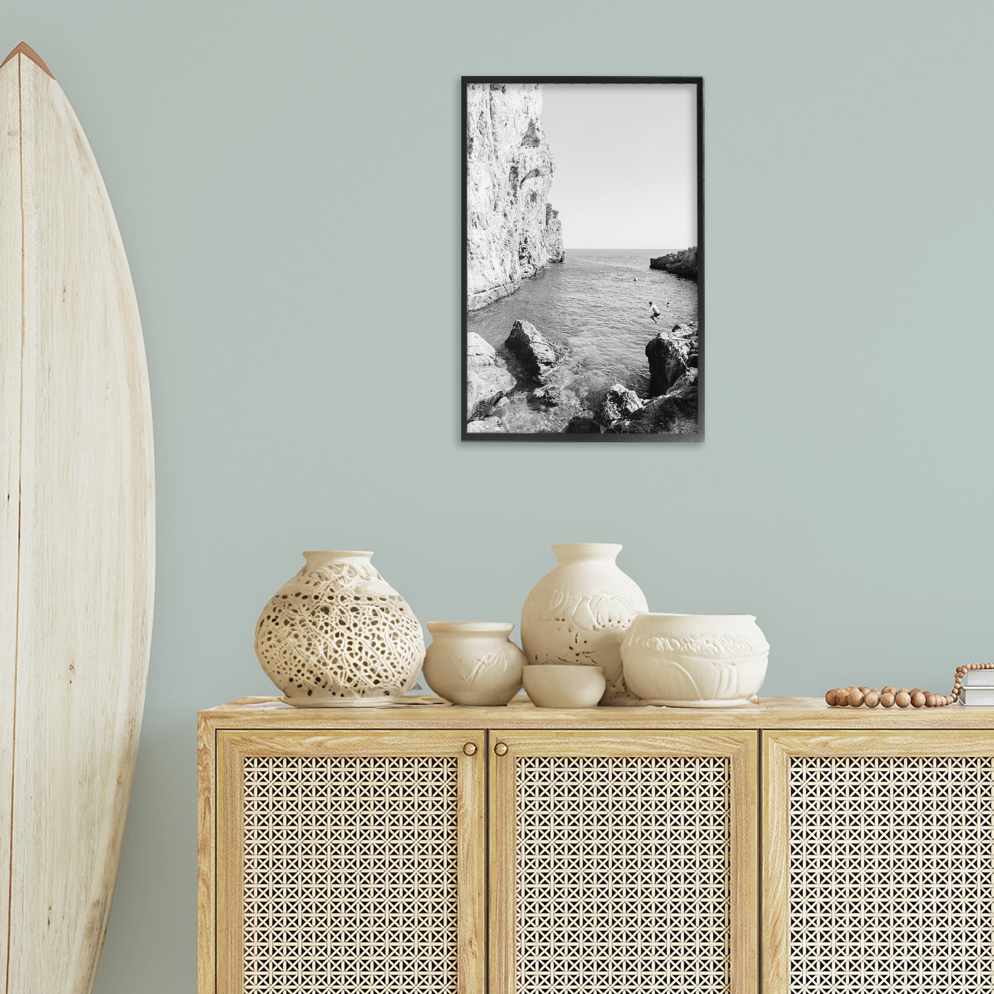 Stupell Industries The Dive Cove Coastal Photography Black Framed Art Print Wall Art, 16 x 24