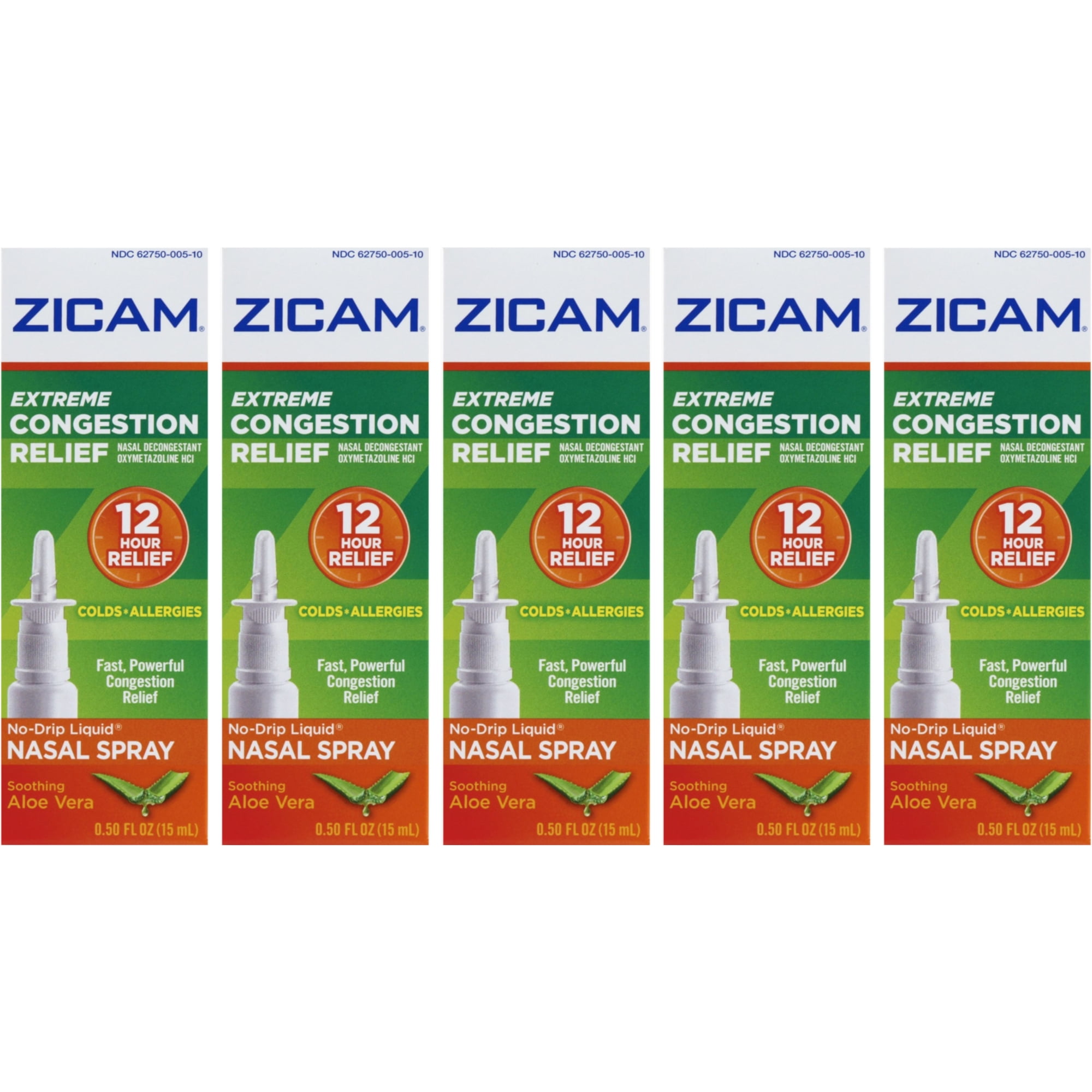 5 Pack Zicam Extreme Congestion Relief Liquid Nasal Spray 050oz Each 