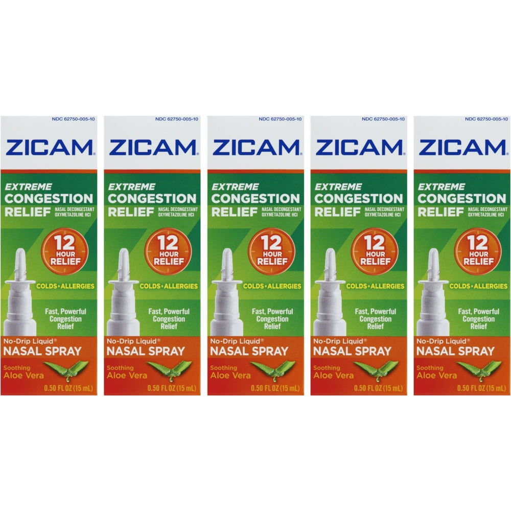 5 Pack Zicam Extreme Congestion Relief Liquid Nasal Spray 0.50oz Each