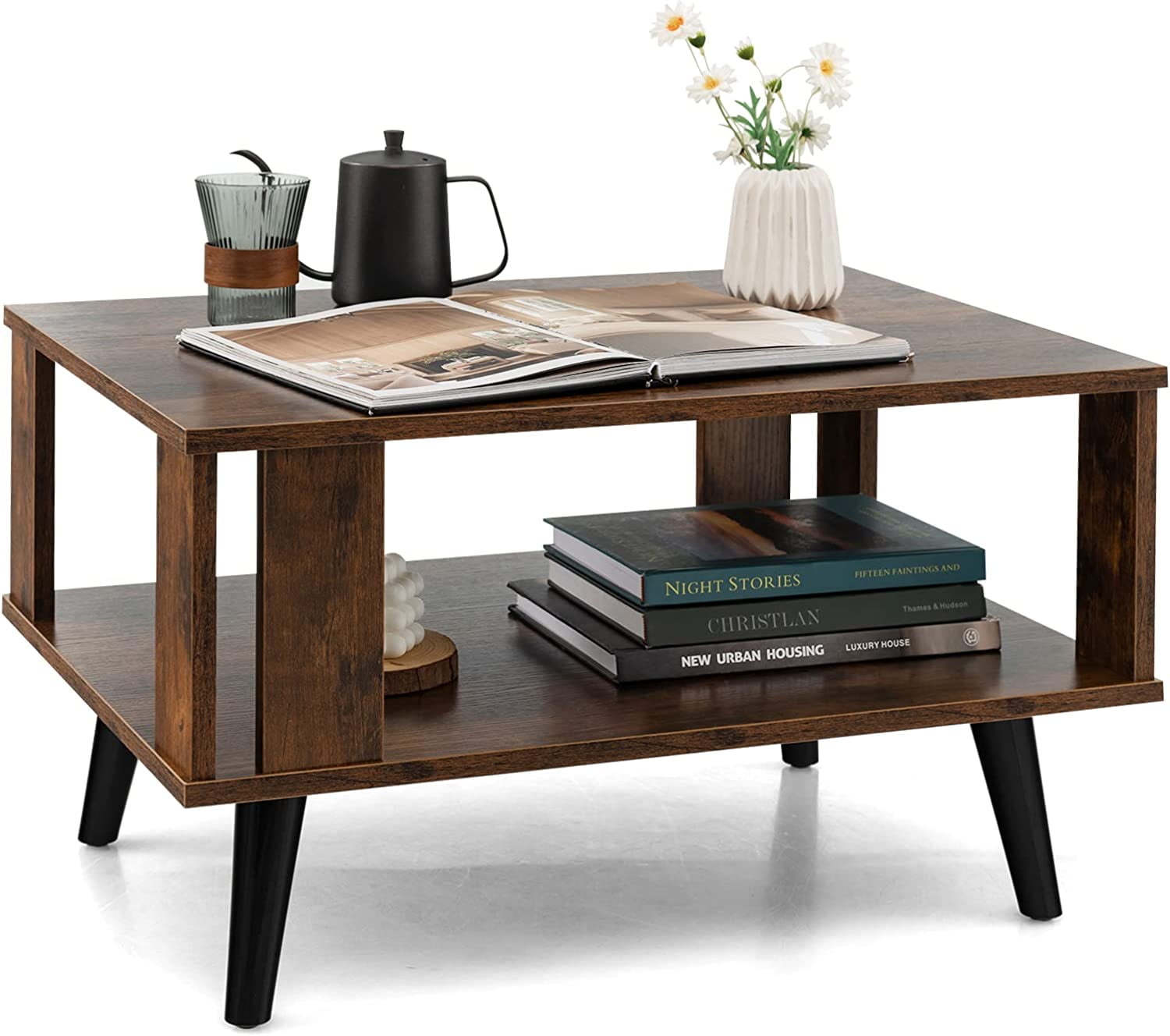 Small Coffee Table For Small Space, 2Tier Wooden Center Table With