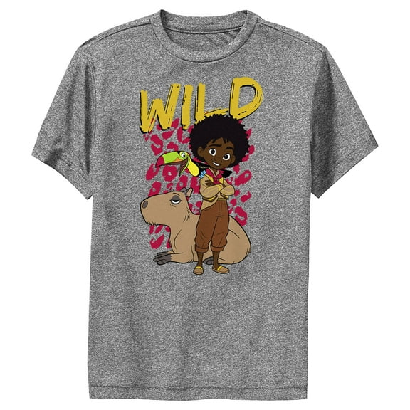 Boy's Encanto Antonio Wild Like The Animals Print  Performance Graphic Tee Charcoal Heather X Large