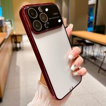 for iPhone 14 Pro Max Case Crystal Clear with Dust Plug & Lens Protector Luxury Plating Transparent Shockproof Anti-Scratch Soft TPU Phone Cases for Women Men for iPhone 14 Pro Max, Red
