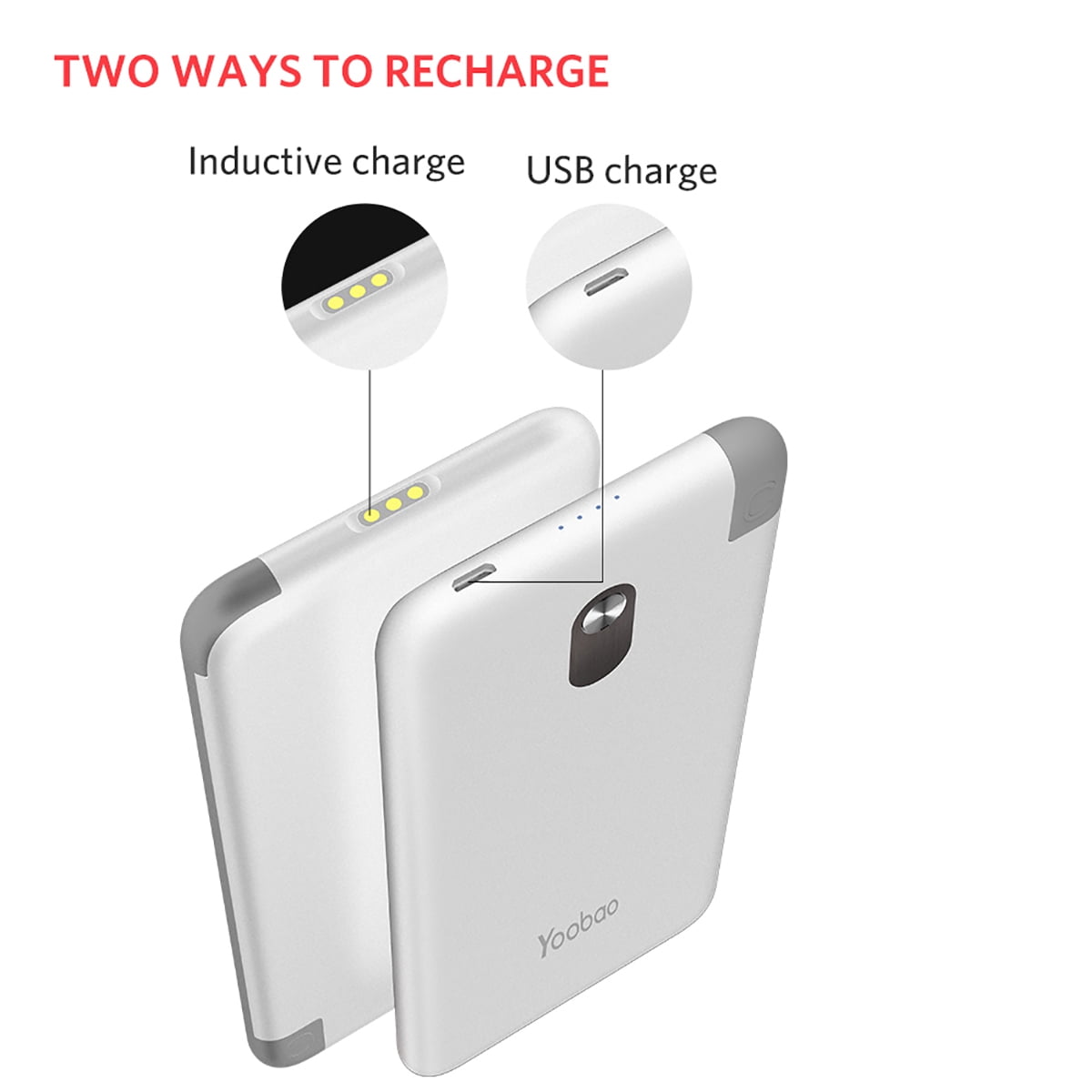 Yoobao Wireless Charging Station with 5PCS Power Bank, 10000mAh Portable Charger with Built in Cable Compatible with iphone/Samsung/Android for Home, Office, Bar, Restaurant (White)