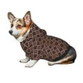 thumbnail image 7 of Honeii Brown Gold Grid Print Small Dog Hoodies Pet Hooded Sweatshirts Fall Winter Puppy Cat Sweaters Warm Clothes for Small Dogs Outfits Costume-X-Small, 7 of 7