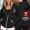 thumbnail image 2 of NinXxx Ladies' Christmas Zipper Long Sleeve Pocket Drawstring Hooded Sweatshirt Black L, 2 of 8