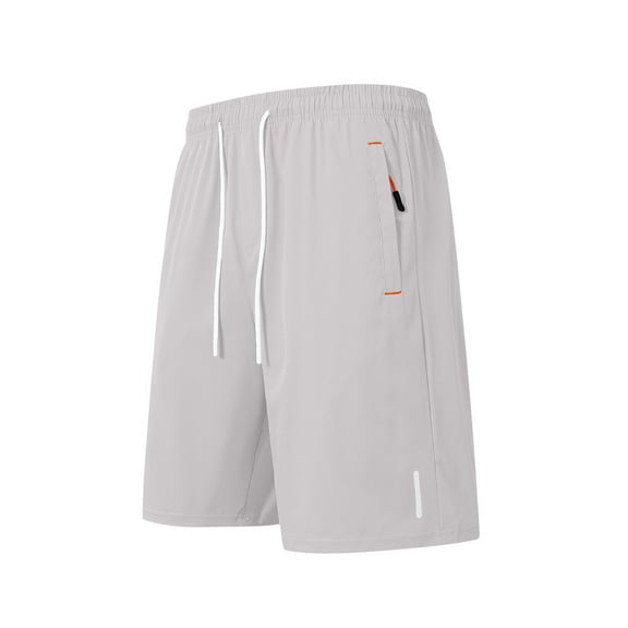 PNTUTB Summer Men's Solid Color Comfortable Breathable Casual Sports Fitness Drawstring Waist Shorts with Zipper Pockets