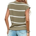 thumbnail image 3 of Women Pullover Knit Sweater Vest Cover Sleeve Vest Striped Round Neck Casual Loose Tops, 3 of 5