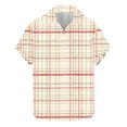 thumbnail image 1 of Camisas de Manga Corta de los Hombres Comprobar la Impresión Botón Casual Turndown Collar Blusa, Poliéster Spandex para la Fiesta Diaria Y la Playa, 1 of 1