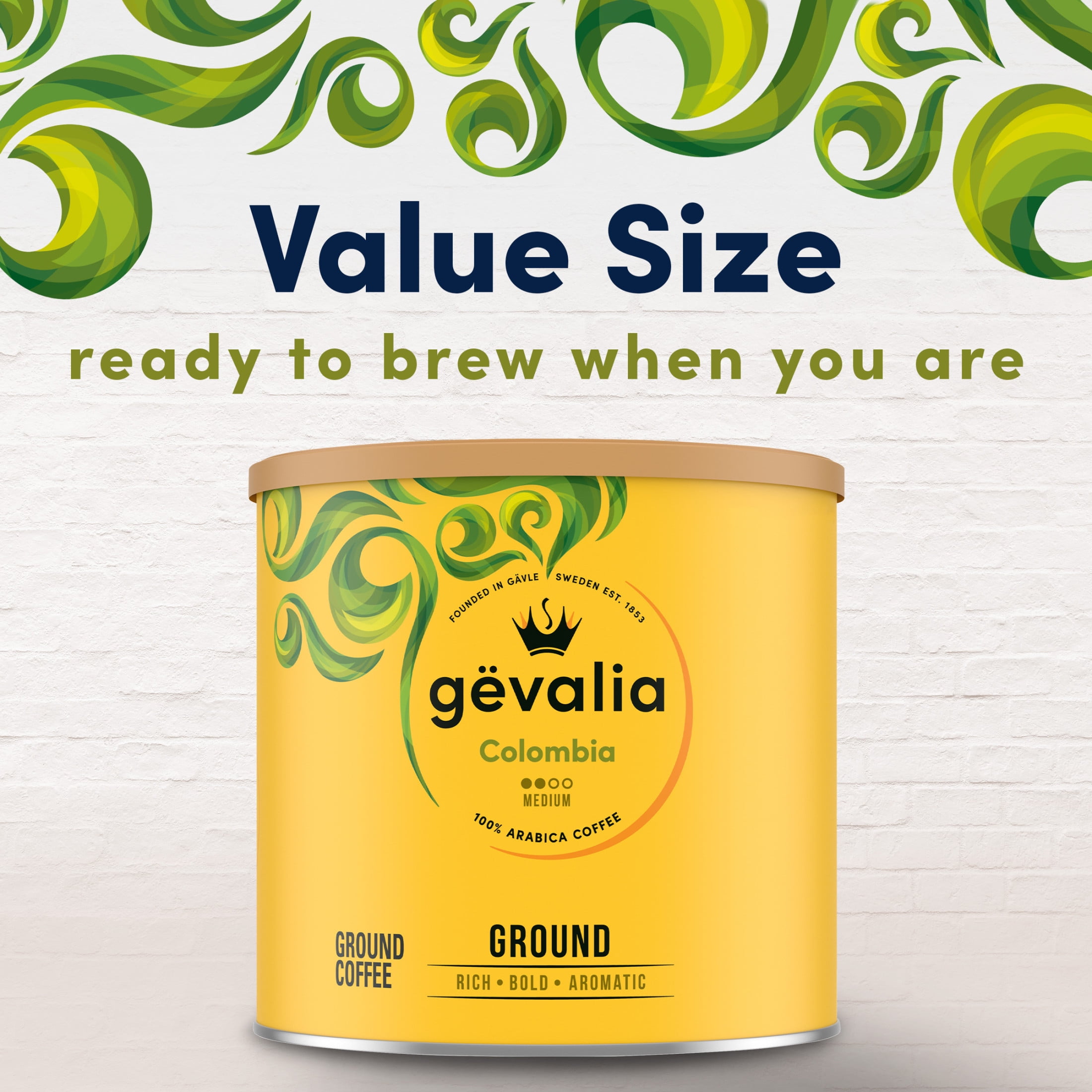 Gevalia Colombia Medium Roast Ground Coffee, 31.9 oz Canister