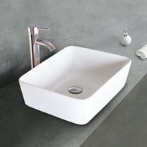 Eclife 18.9" Rectangular Ceramic Bathroom Sink Combo with Faucet 1.5 GPM and Pop up Drain Bathroom Bowl,White