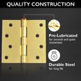 thumbnail image 5 of Design House 3-Pack 4" H x .125" Radius Square Interior/Exterior Door Hinges, Satin Brass, 5 of 16