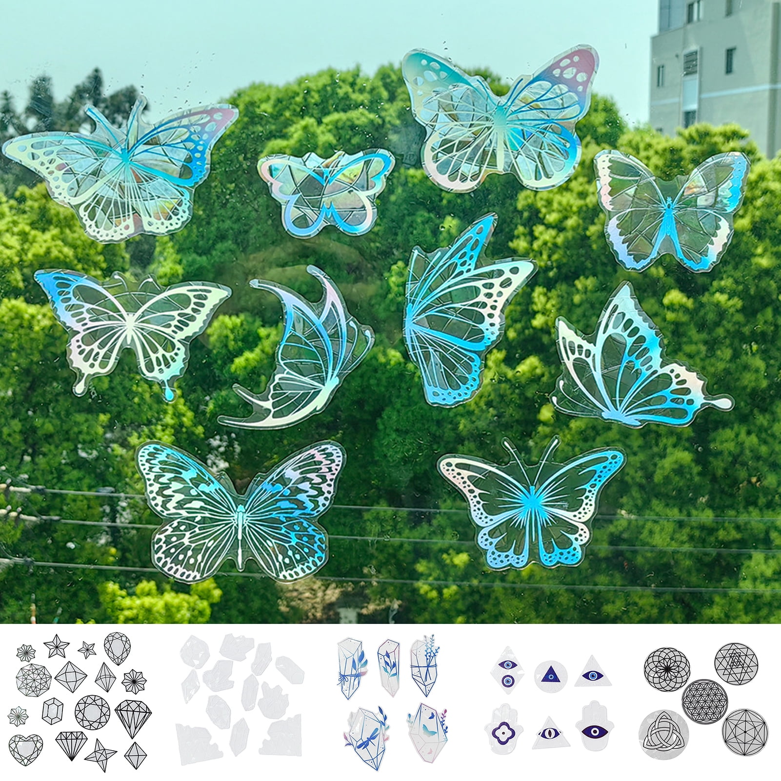 Decorative Electrostatic Butterfly and Leaf Glass Suncatcher Sticker