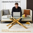 thumbnail image 3 of Kosynda 39.37" Tempered Glass Kitchen Table with Metal Legs, Rectangular Dinner Table with Clear Tabletop for Dining Room, Living Room, Office, Apartment, Gold, 3 of 11