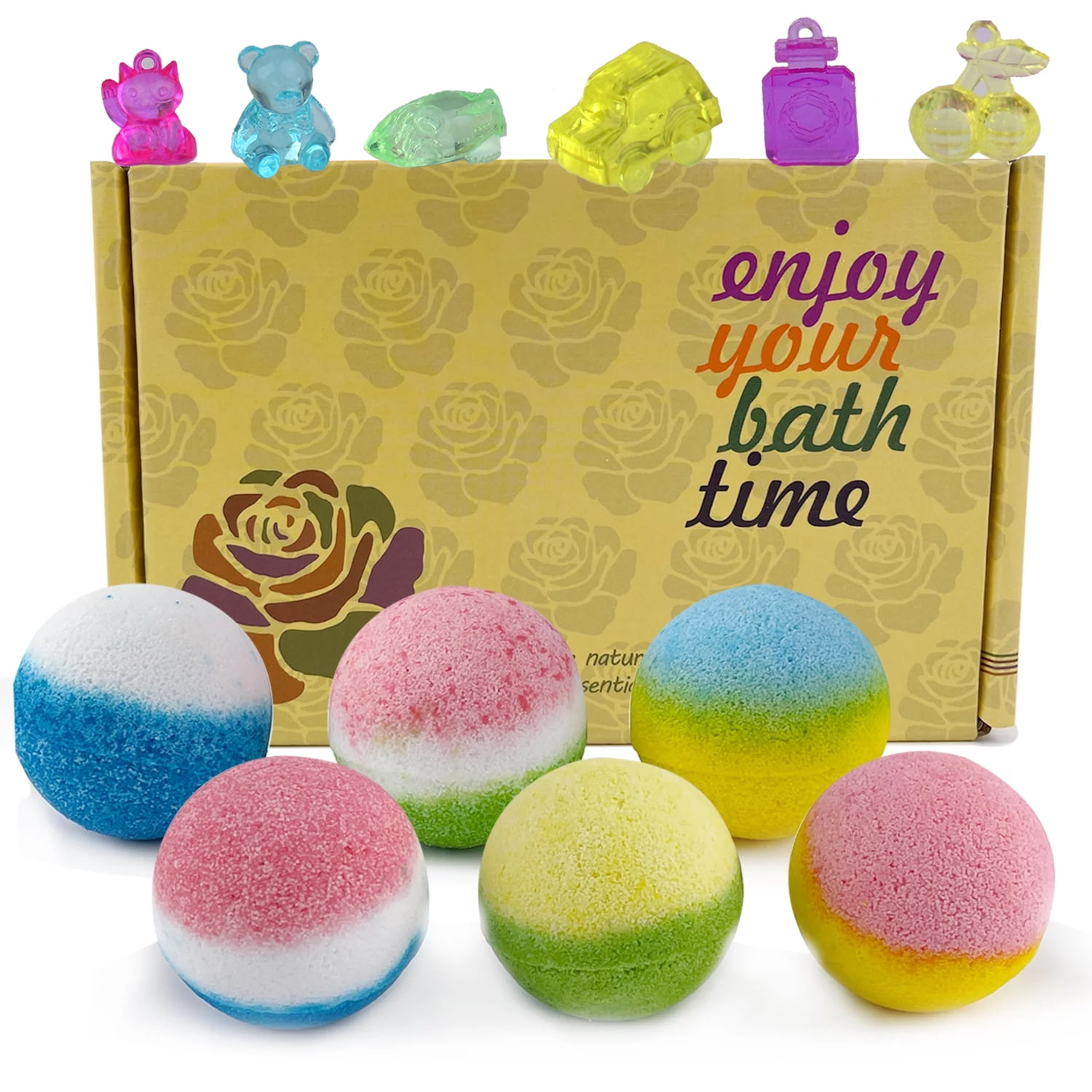 Bath Bombs for Kids, 6 pcs Crystal Toys Handmade Bubble and Floating