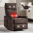 thumbnail image 3 of CQSXDA Living Room Heat Massage Recliner Chair in Light Fabric Featuring Rocker and Swivel Design，Brown, 3 of 17
