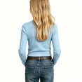 thumbnail image 5 of NAISIBABY Girls Long Sleeve T-Shirts, Ribbed Crew Neck School Uniform Basic Tee Light Blue Size 12, 5 of 5