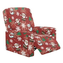 Renewold Santa Claus Snowman Tree Red Stretch Recliner Chair Cover Stay in Place Recliner Couch Cover Anti-Slip Reclining Sofa Slipcover with Pocket 4 Pieces Christmas Decor