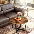 thumbnail image 3 of Giantex Round Coffee Table, Modern Leisure Tea Table w/X Base Metal Frame, Industrial Style Cocktail Table for Living Room Bedroom Office, Easy Assembly, 3 of 10
