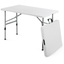 MoNiBloom 4Ft Folding Card Table, Indoor Outdoor Heavy Duty Portable Rectangle Desk with Handle for Picnic Camping, White