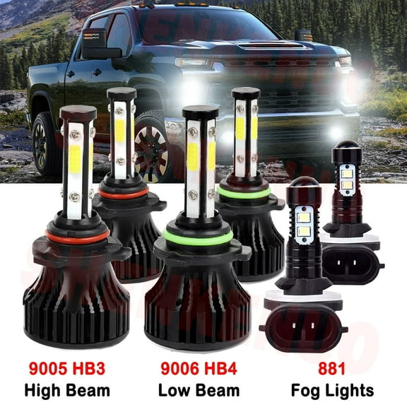 9006 9005 High&Low Beam for Chevrolet Avalanche 1500 2500 2002 2003 2004 2005 2006 LED Headlights 881 Fog Lights 6pcs