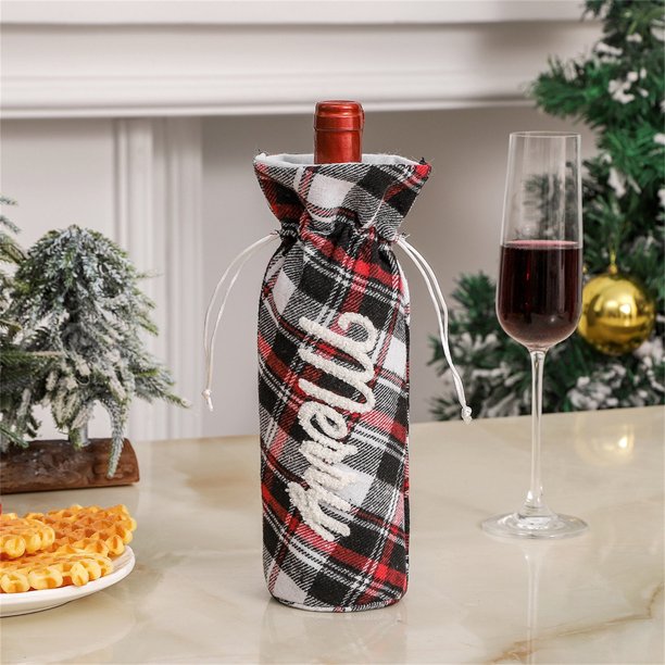 Hot6sl Ofertas de La Semana Ingredientes Decorativos Navegación Bosque Gentle Árbol de Navidad Juego de Botellas de Vino Falda de Pastel Juego de Champán