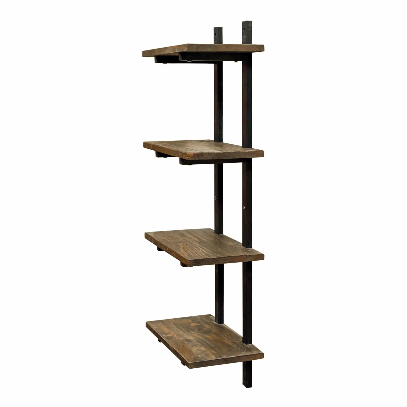 Alaterre Pomona 36"H Metal and Solid Wood Wall Shelf